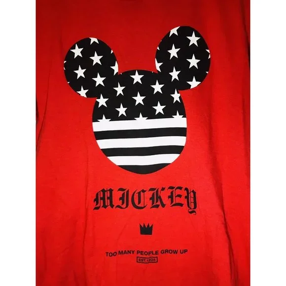 Disney Neff Mickey Mouse T Shirt Size Medium M Too Many People Grow Up - Picture 2 of 5